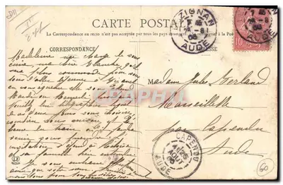 Lézignan - De Nationale Route en het Kredietkantoor — Fototipie Lézignan, Toulouse — Achterkant