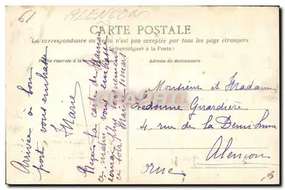Duas pessoas em traje da época — G. Martin, fot. Alençon — n°61 — Verso