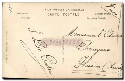 Stara pocztówka Napoleon 1er Muzeum w Versailles, Menjaud, Marie Louise i król Rzymu — Rewers