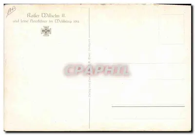 Kaiser Wilhelm II e seus generais em 1914 — edição de Dering von Paul & Ebert, Stuttgart — Verso