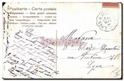 Bilhete postal antigo Cachorro Cachorros Filhote — Verso