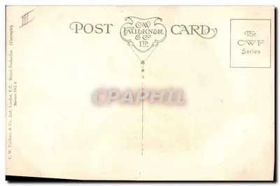 Três gatos filhotes — um sentado em um balanço — editor C.W. Faulkner & Co. Ltd. n° III — Verso