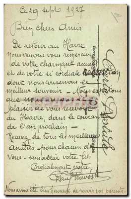Le Havre — A Banca da França e a Rue Thiers — LL. — N° 180 — Verso