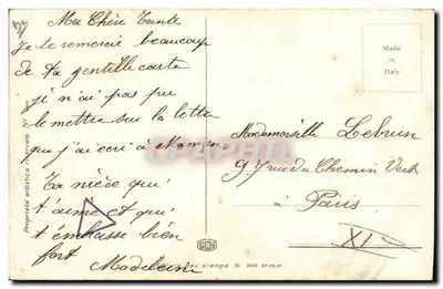 Femme et cheval — scène de tendresse — Bianchi — Verso