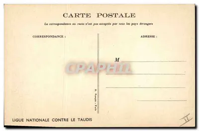 Crianças brincando nas escadas — ilustração de Poulèvre — Ligue Nationale Contre le Taudis — Verso