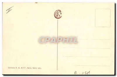 Frau in einem alten Stil Kleid — in einem kreisförmigen Rahmen — Editions E. K. & C°, Paris, Serie 1975 — Rückseite