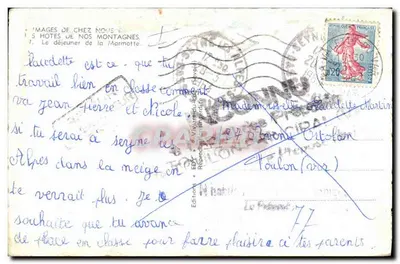 Bilhete postal moderno Le dejeuner de la Marmotte — Verso