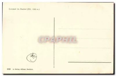 Cima del Suchet — Alt. 1595 m. — A. Deriaz, editor, Baulmes, n°2020 — Reverso
