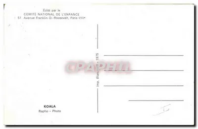 Canguru — Austrália — Editado pelo Comitê Nacional da Criança, Rapho - Foto, 1975 — Verso