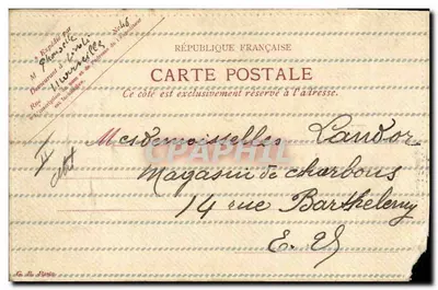 Bilhete postal antigo de Mil Francos — Verso