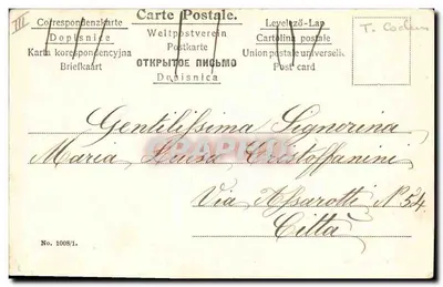 Mulher com dois carneiros — cartão postal italiano — editor W. BNA.T. n° 40 — Verso