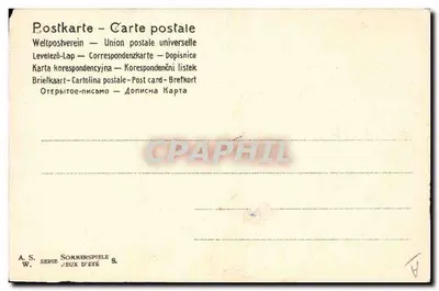 Jeux d'été — scène de jeu avec un aveugle et une petite fille — W. BRAY — série 'Jeux d'été' n°8 — Verso