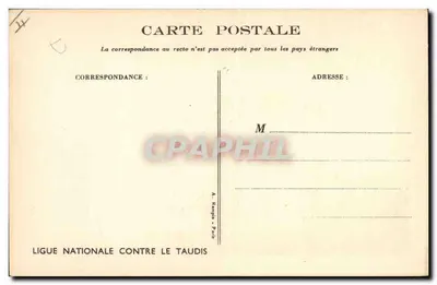 Dziecko wlewa zamarzniętą wodę — ilustracja Nourbost — Ligue Nationale contre le Taudis — Rewers