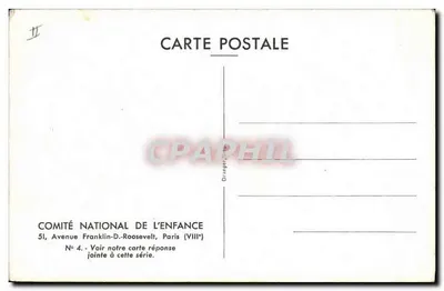 Lémurien e pequeno — sobre galho — Comité National de l'Enfance, n°4 — Verso