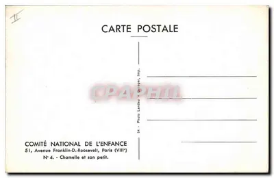 Chamelle e seu filhote — Comitê Nacional da Criança, Paris — Verso
