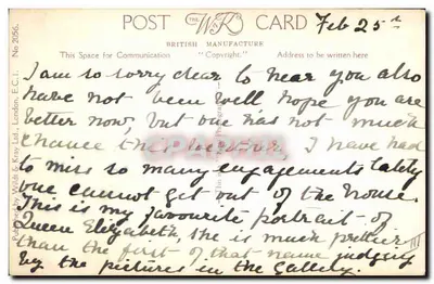 Jego Królewska Mość Królowa Elżbieta — Foto Vanddyk — W&D Card No. 2856 — Rewers