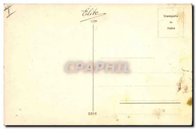 Cena de jardim — casal em traje da época — D. Robbi, editor Elite, n° 2616 — Verso