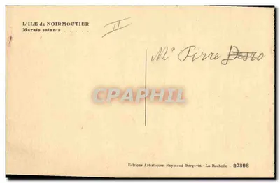 Marais salants — Ilha de Noirmoutier — Editor Raymond Bergerin, La Rochelle, n° 20386 — Verso