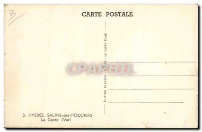 Salins-des-Pesquiers — La Capte (Var) — Edição Raynaud — Verso
