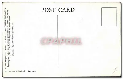 Krol George VI i Królowa Elżbieta — fotografia kolorowa — Wydawca Finlay Colour (London) Ltd. — Rewers