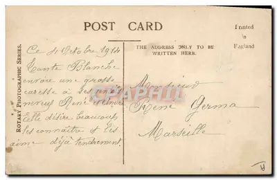 H.M. KING GEORGE V — retrato militar — Rotary Photo. E.C. n° 4 A — Verso