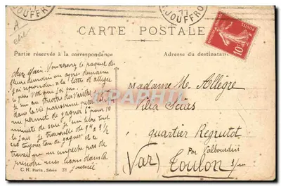 La Parisienne de 1911 — femme en costume coloré avec plume, éditeur C.H. Paris, Série 31 — Rückseite