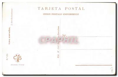 Kobieta w stroju andaluzyjskim — kwiaty i biżuteria — J. García Gutiérrez, N°175 — Rewers
