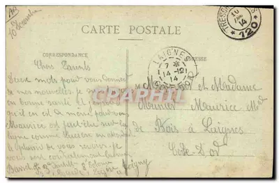 Indyjskie oddziały wyruszające na front — Wojna 1914 — Wydawca: Édouard de Nantes — Rewers