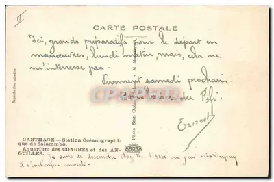 Aquário de Cartago — Estação Oceano-gráfica de Salammbô — Editor ARGNA — Verso