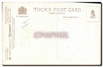 Ganado de las Highlands — Cruzando el Arroyo — Tarjeta postal antigua Tuck n° 3513 — Reverso