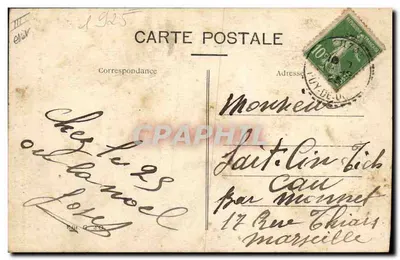 L'Auvelgne — escena de pueblo con dos mujeres — editor desconocido, n° 1022 — Reverso