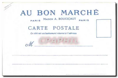 Le Grand Logis — ilustração de estilo antigo — oferecida pelos Magasins du Bon Marché — Verso