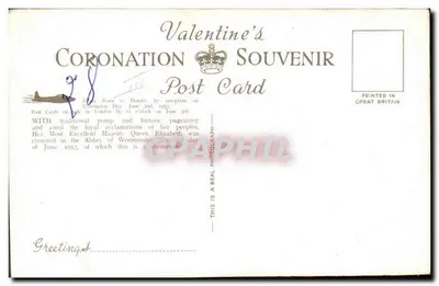 Hommage, Abbatiale de Westminster — C.40. — Valentine's Souvenir Post Card — Rewers