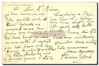Barcos da Méditerâneo — No 103/f — Impresso na Suíça — Verso
