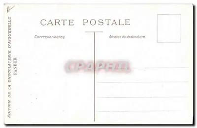 Rolnik orze pole — krajobraz zachodzącego słońca — wydawnictwo Chocolaterie d'Aiguebelle, Faneur — Rewers