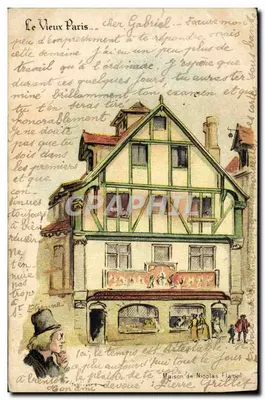 Bilhete postal antigo O Velho Paris Casa de Nicolas Flamel