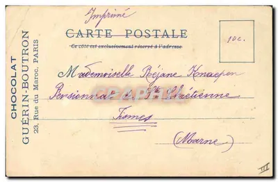 Bilhete postal antigo O Velho Paris Chocolat Guerin Boutron Rua do Marrocos Casa de Nicolas Flamel — Verso