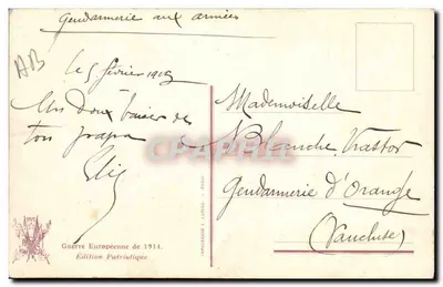 George V dando açúcar ao seu cavalo — Edição patriótica 1914, imp. L. Lartal - Paris — Verso