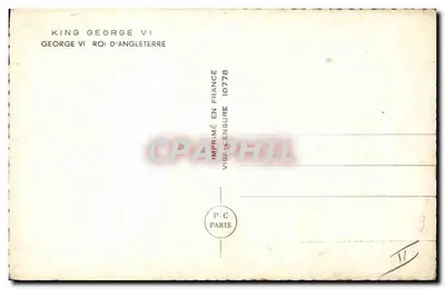 Król George VI — Król Anglii — Wydrukowany we Francji 10778 — Rewers