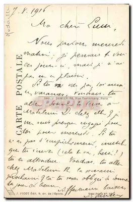 Três crianças olhando para uma igreja — Trimm — editor J. Picot, Paris — Verso