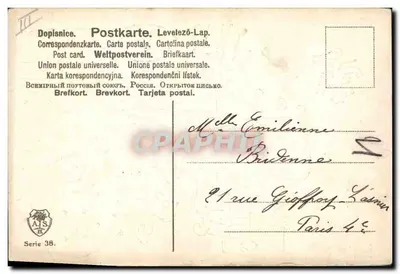 Stara pocztówka Fantazja Anioł Anioły — Rewers