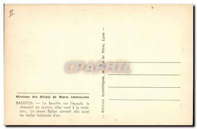 Basutos — Igreja Jovem e colheitas de ouro — Edições Apostólicas, Lyon — Verso