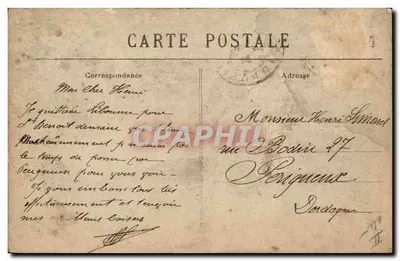 Libourne (Gironde) — Die Sparkasse und die Straße Montesquieu — Edition Artistische Ansichten, Louis Garde, Libourne — Rückseite