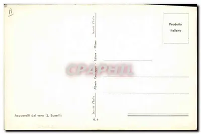 阿尔卑斯山村与教堂 —— S. Bonelli —— 阿尔弗雷多·卡拉瓦乔出版社，米兰，编号 8 — 背面