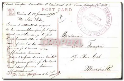Kobieta w różowej i szarej sukni — przy brzegu parapetu z różami — wydawca Italian Moderns, seria 5055 — Rewers