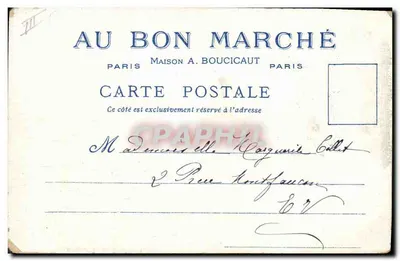 Quiosques da rua dos Muros — O Velho Paris — Oferecido pelos Lojas do Bon Marché, editor A. Romda — Verso
