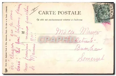 Vertrek van S.M. koning Eduard VII van de station Bois de Boulogne — Serie 357, Raphael Tuck & Fils, Parijs — Achterkant