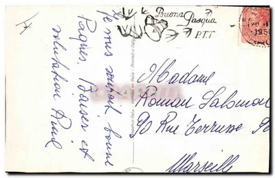Filhote e flores — cartão postal italiano — impresso na Itália — Verso