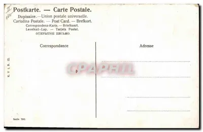 Mulher cercada por crianças — cena bucólica — editor K.V.I.B. n° 790 — Verso