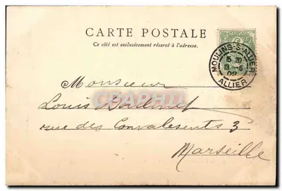 Moulins — Prefeitura e Caixa de Economia — Ed. Laussemt, Châteaudun — Verso